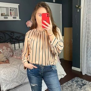 Adrianna Papell Blush striped blouse.